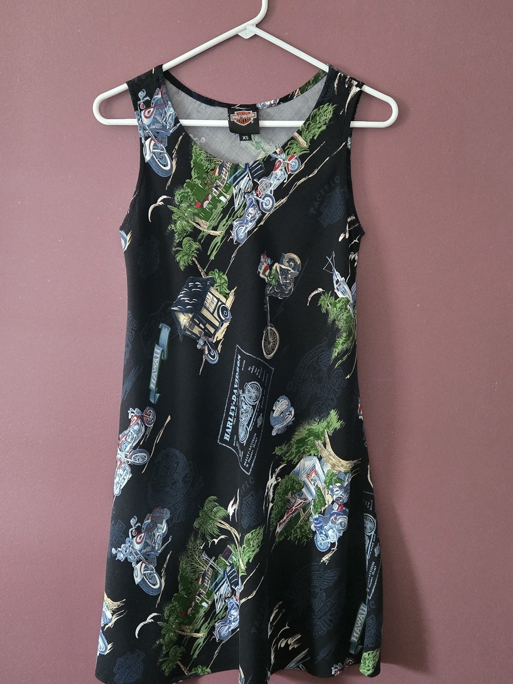 Vintage Harley Davidson Sleeveless Dress Hawaii XS